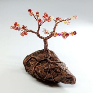 Arbre perles roses rouges