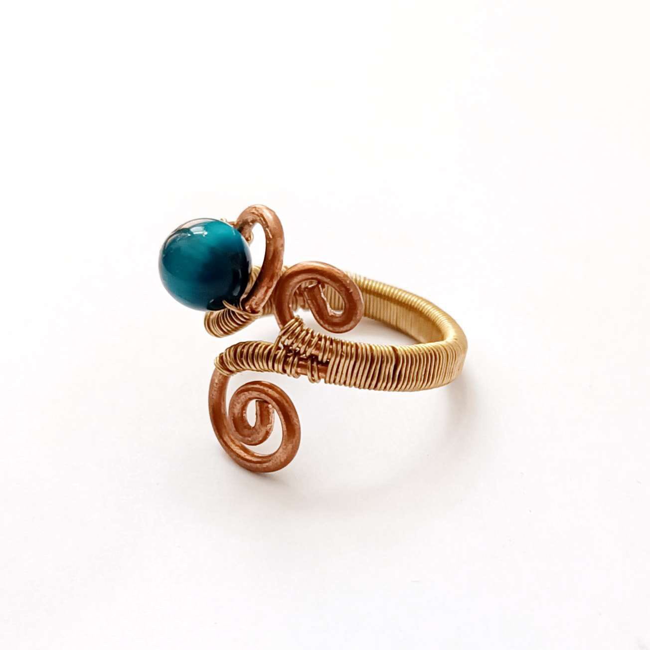 Bague œil de tigre teinté – Image 2