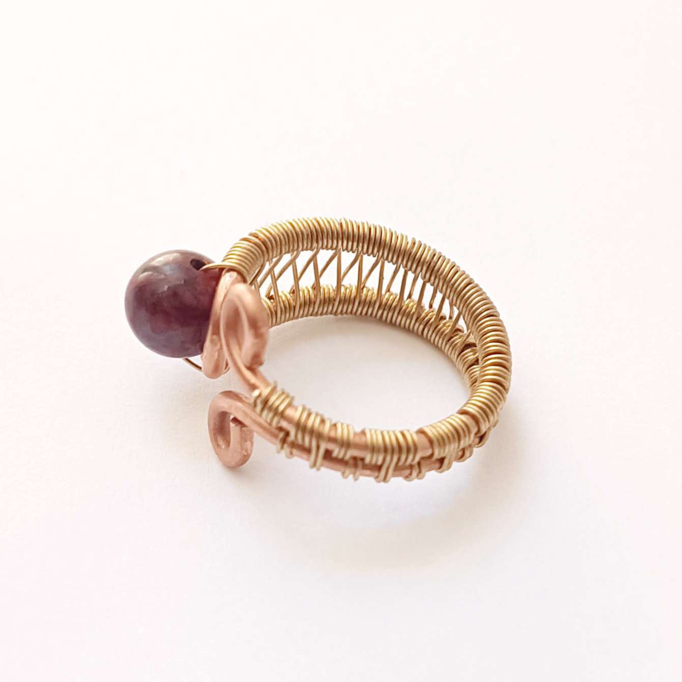 Bague ouverte jaspe rouge – Image 3