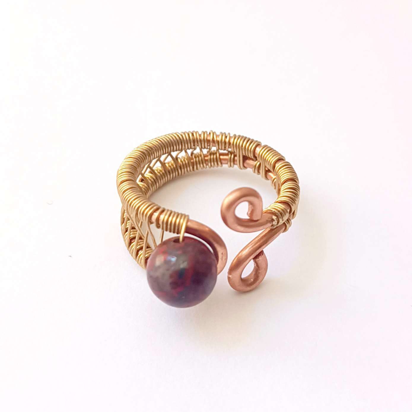 Bague ouverte jaspe rouge – Image 2